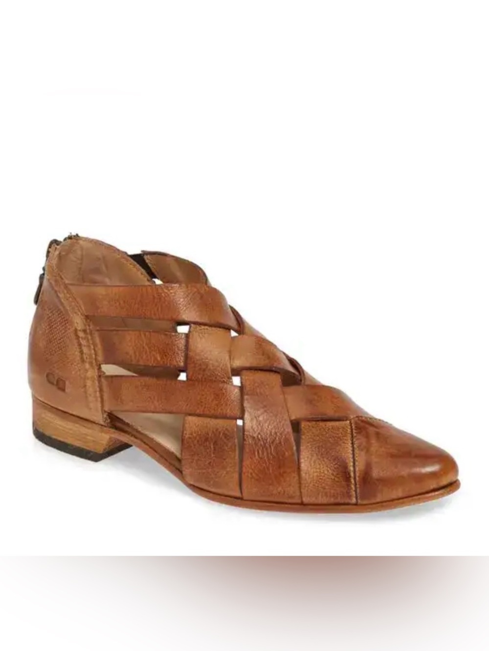 EUC Bed Stu Brittany Tan Woven Leather Bootie